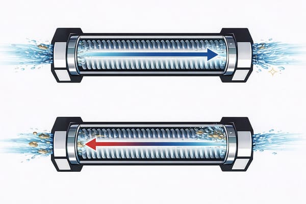 Diagram of the periodic backwashing function to remove sludge.
