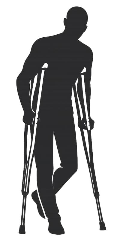 Male shape using crutches
